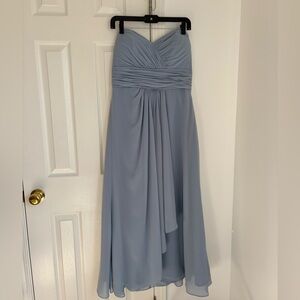 Dusty Blue Strapless Bridesmaid Dress